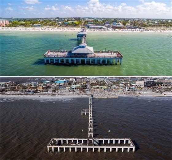 Pictures of FMB Pier before and after Ian