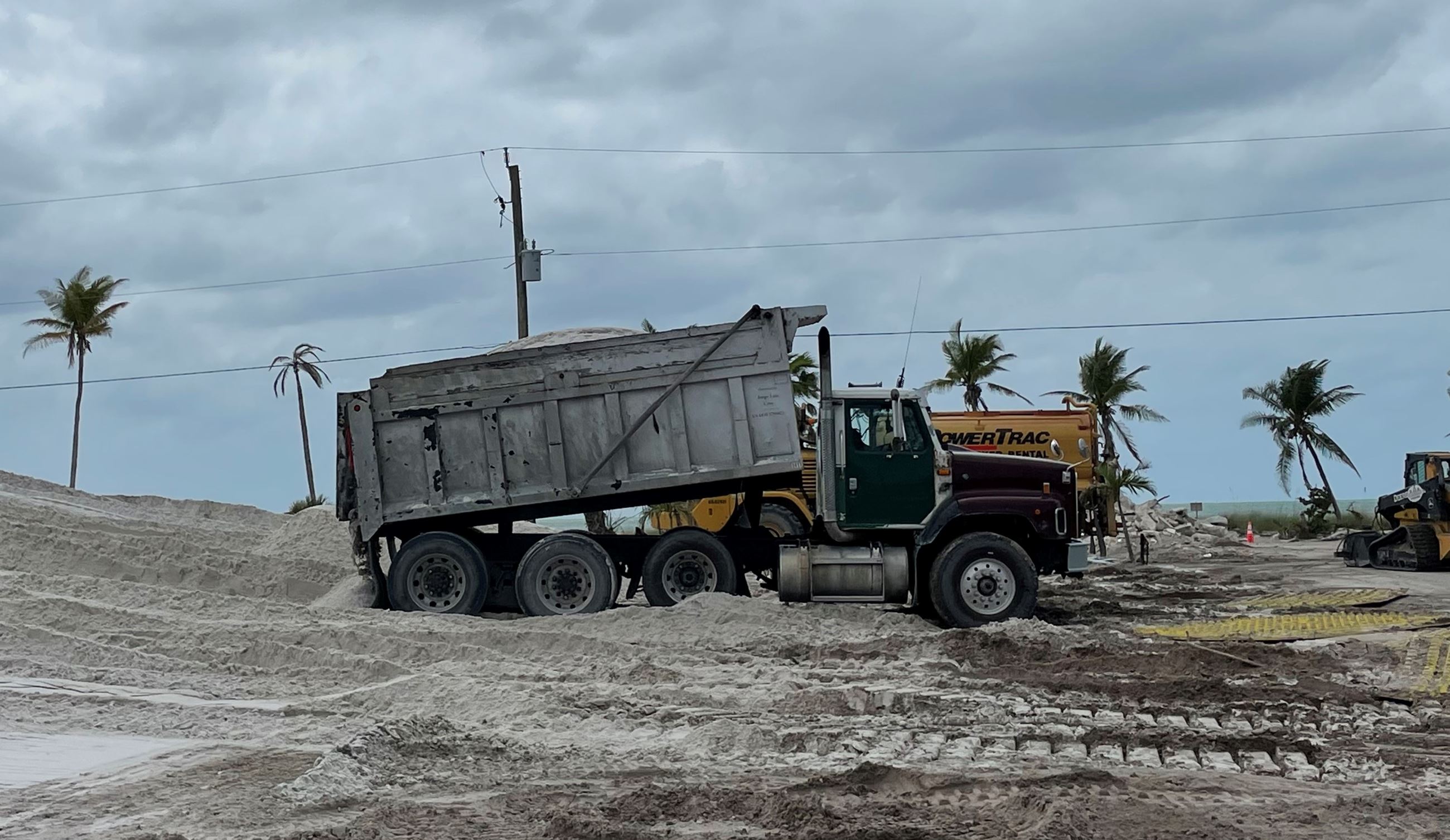 sand dump truck berm project